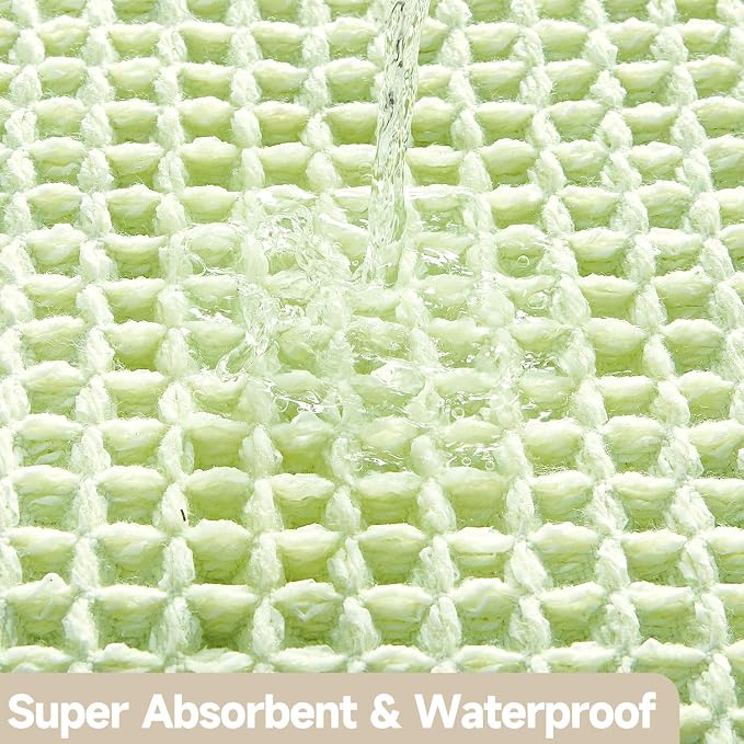 TYUU Waffle Bath Mat, Boho Bathroom Rugs Non Slip, 36x24 Pale Green | Super Absorbent Quick Dry Bath Rug, Non-Slip Backing, Soft Waffle Washable Farmhouse Bathroom Mats, Tub, Shower & Home Decor
