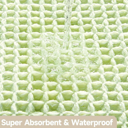 TYUU Waffle Bath Mat, Boho Bathroom Rugs Non Slip, 30x20 Pale Green | Super Absorbent Quick Dry Bath Rug, Non-Slip Backing, Soft Waffle Washable Farmhouse Bathroom Mats, Tub, Shower & Home Decor