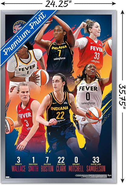 Trends International WNBA Indiana Fever -Team 24 Wall Poster, 34L x 22.4W, Silver Framed Version
