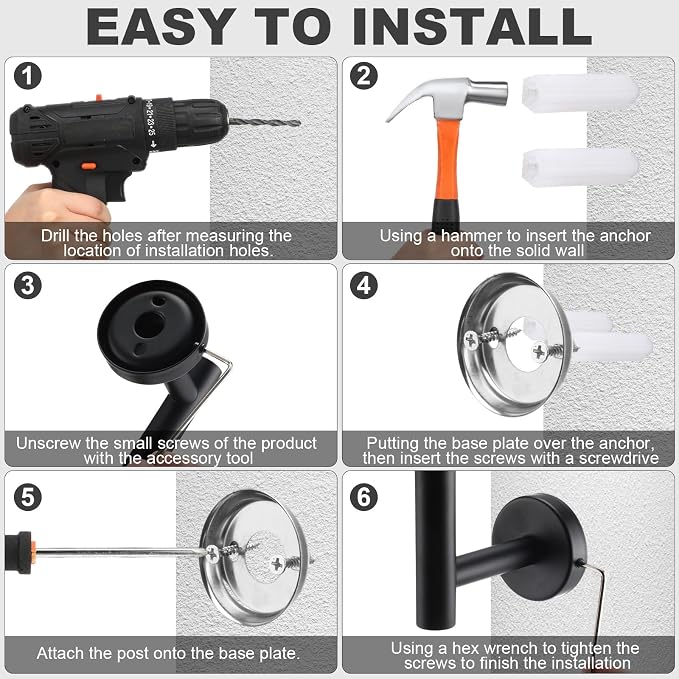 Gisafai 15 Pcs Matte Black Bathroom Accessories Hardware Set Black Towel Racks for Bathroom Sus304 Stainless Steel 23.6 Inch Towel Bar Ring Toilet Paper Holder Robe Hooks for Wall Mounted