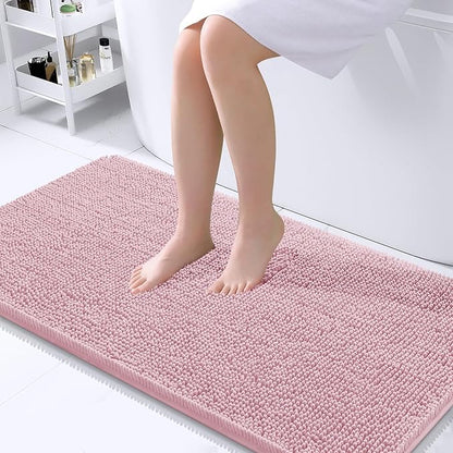 OLANLY Bathroom Runner Rugs 44x24, Extra Soft Absorbent Chenille Bath Rugs | Dusty Rose, Quick-Drying Rubber Backing, Washable Long Bath Mat for Bathroom Floor, Tub and Shower, Home Decor Accessories
