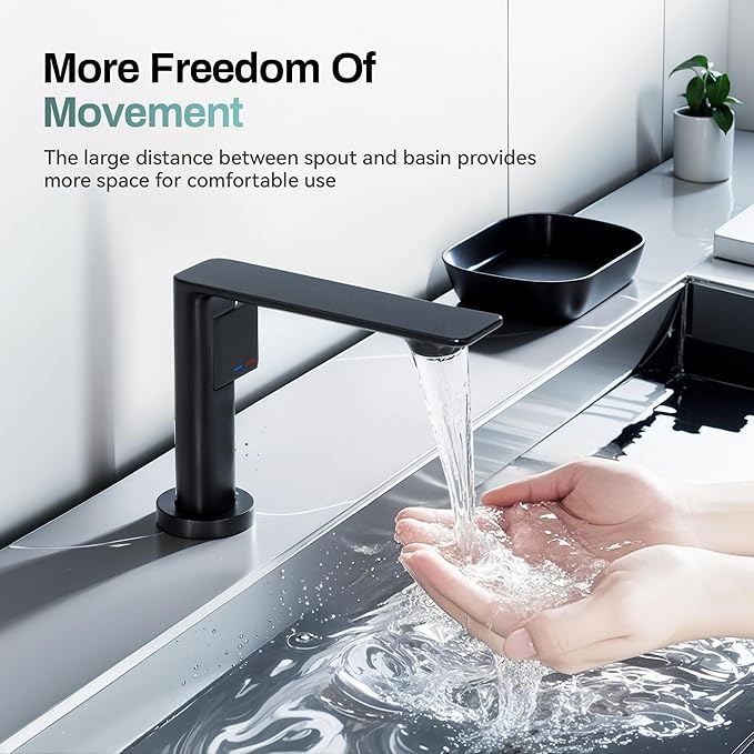 Black Bathroom Faucets 1 Hole 2 Pack, Modern Bathroom Faucet Matte Black with1-Handle, Supply Valve Core, Ceramic Cartridge, Spot-Free & Anti-Splash Finish, Inlet Pipe, 5.3" Tall, Hassle-Free Install