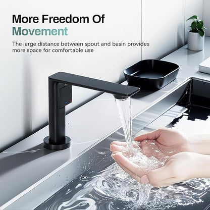 Black Bathroom Faucets 1 Hole 2 Pack, Modern Bathroom Faucet Matte Black with1-Handle, Supply Valve Core, Ceramic Cartridge, Spot-Free & Anti-Splash Finish, Inlet Pipe, 5.3" Tall, Hassle-Free Install