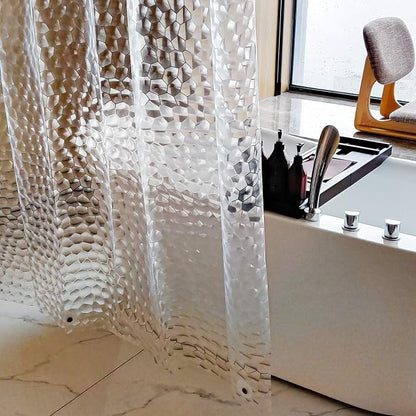 NTBAY EVA Shower Curtain Liner, 72 x 72, 6 Gauge, Clear Water Cube | Water-repellent EVA Liner with 3 Bottom Magnets, 12 Reinforced Grommets, and 12 Plastic Hooks