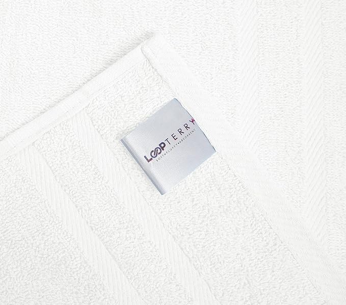 Looperry Small White Bath Towel Set of 6-100% Cotton 23x46 Shower Towels in 450 GSM. Lightweight & Absorbent Quick Dry Towel for Showering, Pet Drying, Spas & Salons. Terry Ringspun White Gym Towels