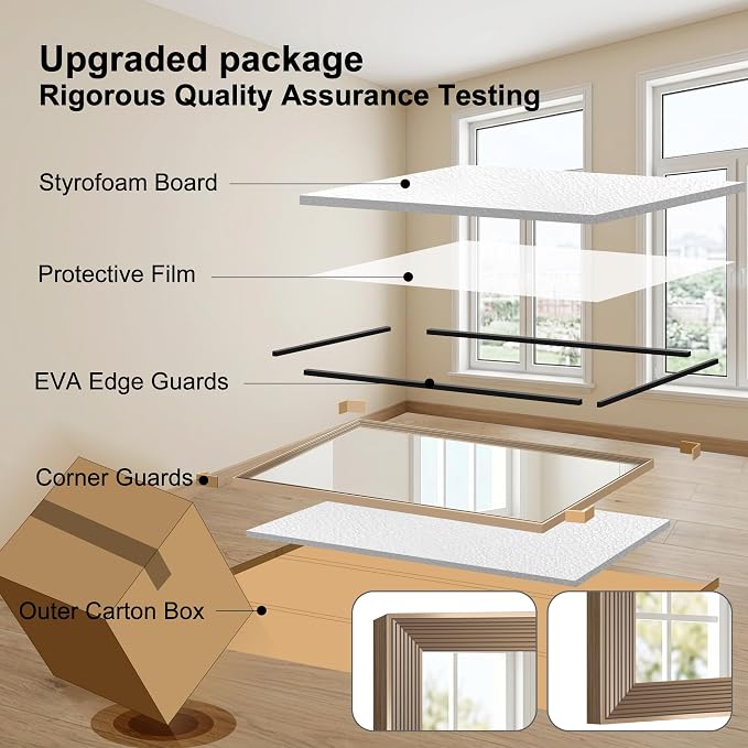 DESBING 30"x36" Gold Bathroom Mirrors for Over Sink | Tempered Glass, Metal Frame, Rectangle Vanity Wall Mirror for Bathroom, Living Room, Bedroom, Horizontally or Vertically