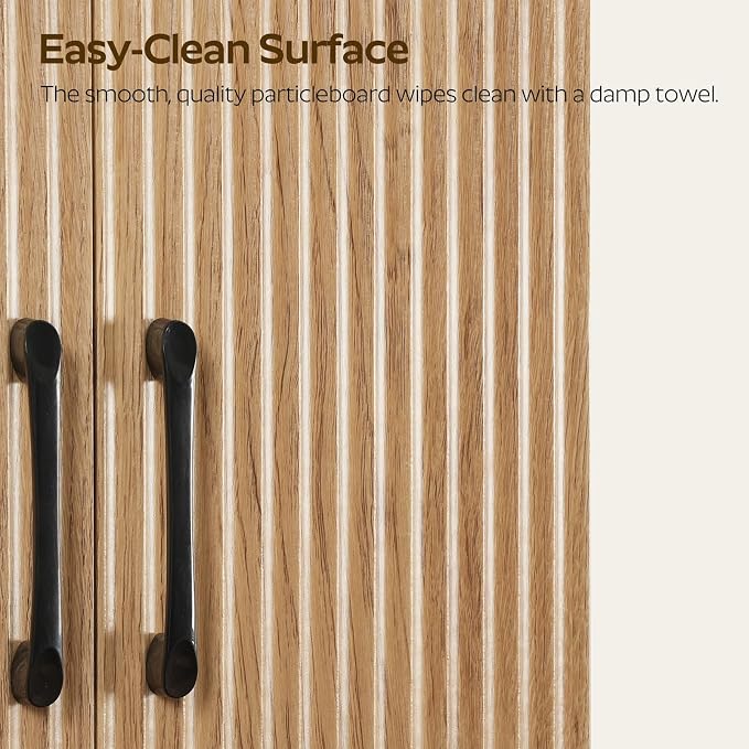 Bathroom Wall Cabinet, Medicine Cabinet Wall Mounted, Over The Toilet Storage Cabinet, Fluted Cabinet with 2 Doors, for Bathroom, Kitchen, Laundry Room, Natural
