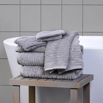 SKL Home CloudSoft Bath Towel Set, 6-Piece, 100% Cotton Luxury, Gray | 2 Bath towels, 2 hand towels, 2 washcloths. Premium spa-level quality. 600/520 GSM weight. Ultra plush & absorbent.