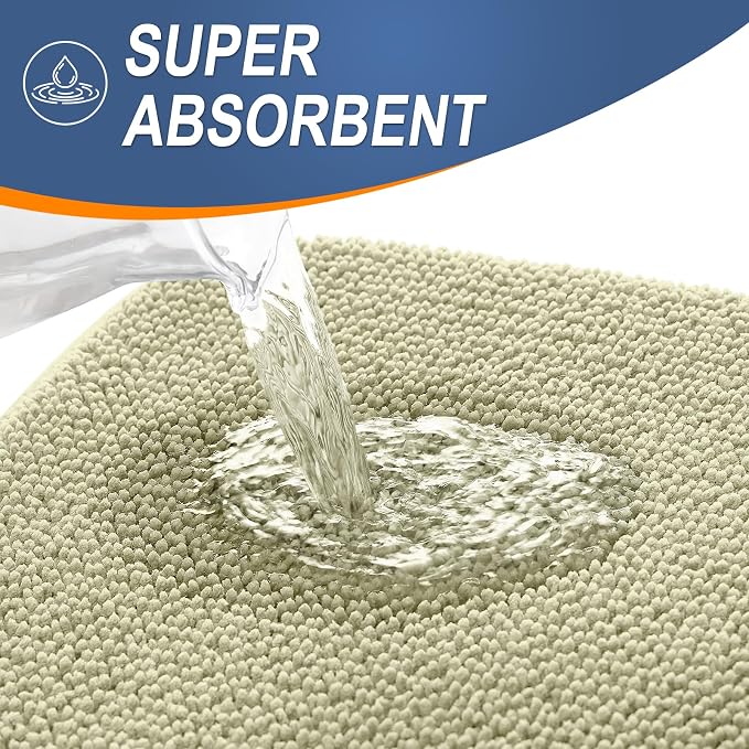 OLANLY Thick Memory Foam Bathroom Rugs 36x24, Absorbent Bath Mat, Vanilla | Soft Quick Dry Bath Rugs, Non-Slip, Machine Washable Carpet for Bathroom Floor, Tub and Shower, Home Decor Accessories