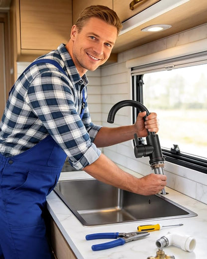 Modern Bar Sink Faucet: Single-Handle Oil Rubbed Bronze Bathroom Kitchen Sink Faucet, 1 Hole Wet Bar Sink Faucets with 360°Swivel Spout for bar RV Laundry Farmhouse