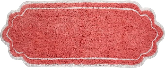 Home Weavers Allure Collection 100% Cotton Tufted Bathroom Rug, Soft and Absorbent Bath Rugs, Non-Slip Bath Carpet, Machine Wash Dry Bath Mats for Bathroom Floor, 21"x54" Runner, Coral