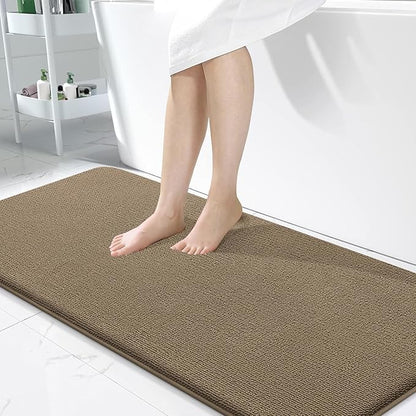 OLANLY Memory Foam Bathroom Runner Rug 47x24, Absorbent Long Bath Mat, Tan | Soft Quick Dry Bath Rugs, Non-Slip Carpet, Machine Washable Mat for Bathroom Floor, Tub and Shower, Home Decor Accessories