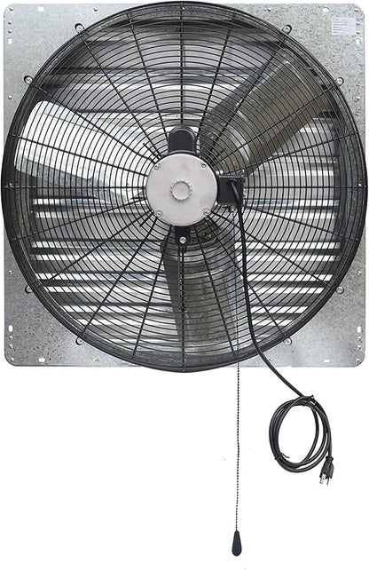 iLIVING 30" Wall Mounted Shutter Exhaust Thermostat Control-2 Speeds Vent Fan For Home Attic, Shed, or Garage Ventilation, 5088 CFM, 7500 SQF Coverage Area, Silver (ILG8SF30V-T)