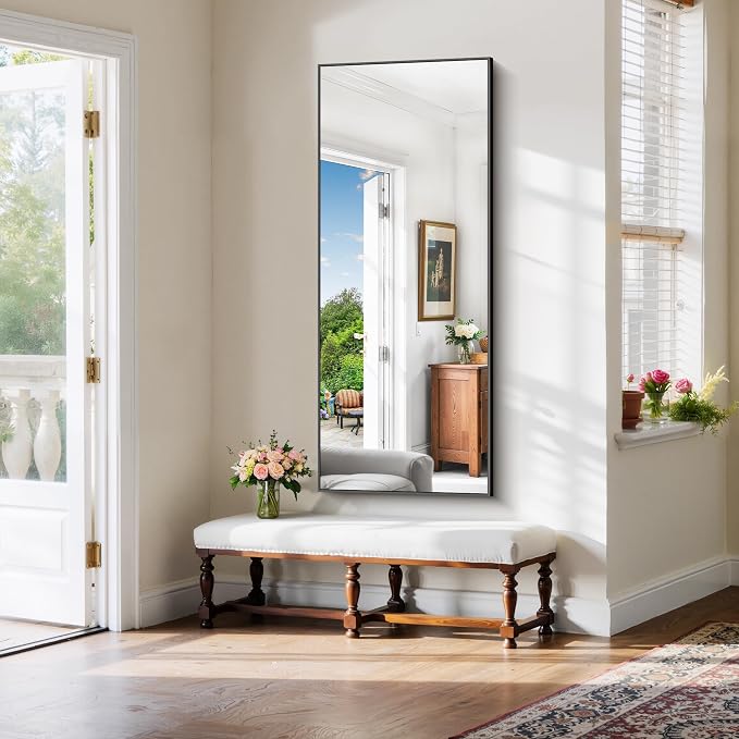 YIROMAN Bathroom Mirror 60"x24", Matte Black Bathroom Mirror for Over Sink with Aluminum Frame, Rectangular Vanity Mirror with Right Angles, Wall Mirror Hangs Horizontal or Vertical, Shatterproof