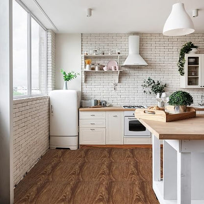 40 Sheet Vinyl Flooring 12 x 12 Peel and Stick Floor Tile Waterproof Dark Wood Vinyl Floor Tiles Clearance Self Adhesive Floor Tiles Sticky Laminate Flooring Stick on Bathroom Kitchen Basement