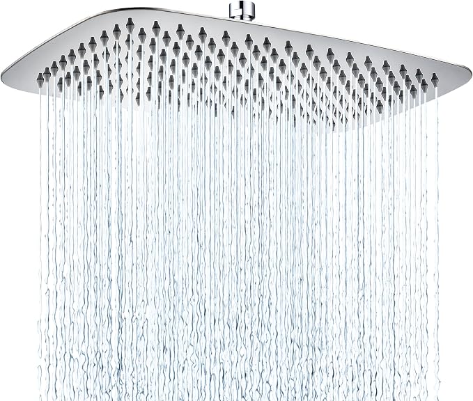 G-Promise All Metal 16 Inch Large Rain Shower Head for Ceiling or Wall | Built to Last, Rust Resistant 304 Stainless Steel, Easy to Install, Full Body Coverage Rainfall Shower Head, Daily SPA