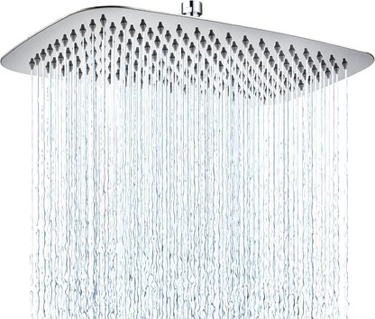 G-Promise All Metal 16 Inch Large Rain Shower Head for Ceiling or Wall | Built to Last, Rust Resistant 304 Stainless Steel, Easy to Install, Full Body Coverage Rainfall Shower Head, Daily SPA