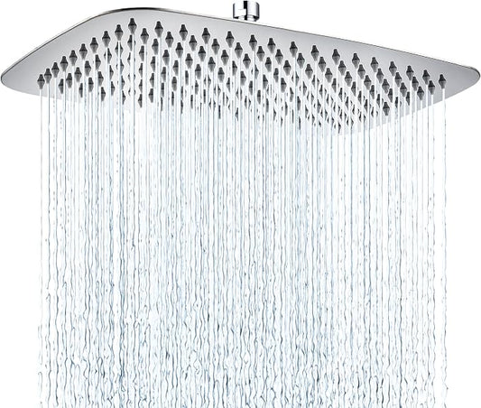 G-Promise All Metal 16 Inch Large Rain Shower Head for Ceiling or Wall | Built to Last, Rust Resistant 304 Stainless Steel, Easy to Install, Full Body Coverage Rainfall Shower Head, Daily SPA