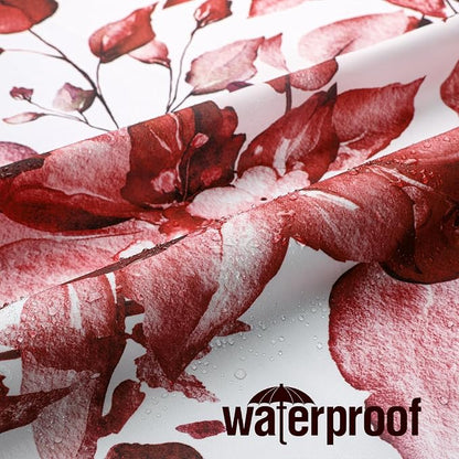 Burgundy Eucalyptus Shower Curtain, Watercolor Floral Print, 72x84 | Watercolor Plant Leaves Floral Print, Waterproof Fabric Bathroom Decor, Machine Washable, Rustproof Grommets