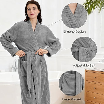 Towel Robe for Women – Soft Absorbent Kimono Bathrobe, Quick-Dry Spa Shower & Hotel Use