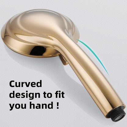 Cobbe 8-Setting Handheld Shower Head, Water-Saving Design, Gold | Trickle Pause Mode, 5ft Stainless Steel Hose, Brass Swivel Bracket, Tool-Free Installation
