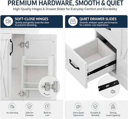Bellemave 48" Bathroom Vanity with Sink, Bathroom vanities, Grey Bathroom Vanity with Drawers, Sink Cabinet, White, 48"