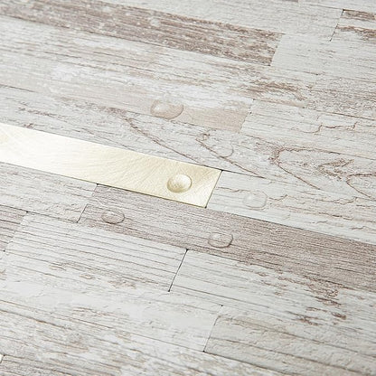 DICOFUN 1 Sheet Peel and Stick Backsplash Tile, Brown Birch Wood Look PVC Mixed Metal Gold Stick on Backsplash Tiles for Kitchen