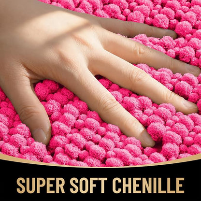OLANLY Thick Chenille Absorbent Bathroom Rugs Mat 30x20, Hot Pink | Soft Bath Rugs, Rubber Backing, Machine Wash Dry, Bath Mats for Bathroom, Tub and Shower, Home Decor Accessories
