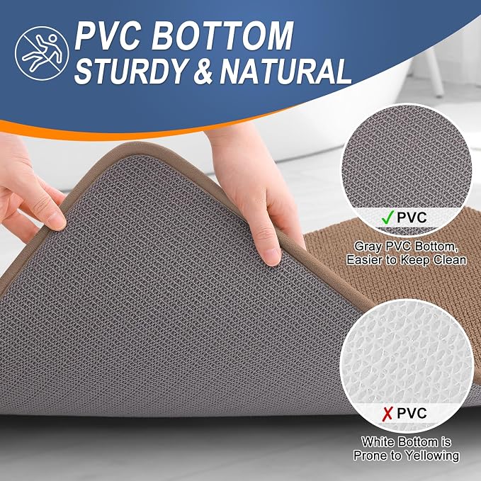 OLANLY Memory Foam Small Bathroom Rugs 24x16, Absorbent Bath Mat, Mocha | Soft Quick Dry Bath Rugs, Non-Slip Carpet, Machine Washable Mat for Bathroom Floor, Tub and Shower, Home Decor Accessories