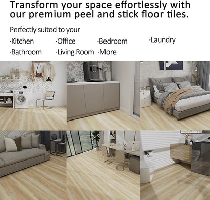 16 Sq.Ft Lareko Peel & Stick Vinyl Flooring Roll | 197" Length x 11.8" Wide Plank Floor, Waterproof Ash Wood Grain Self-Adhesive Sheet, Non-Slip,Easy DIY Home Decor