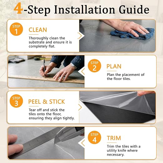 DEXDE Peel and Stick Floor Tile 18x18 Marble Vinyl Flooring Waterproof 20PC | Floor Tiles Peel and Stick Waterproof, Self Adhesive Floor Tiles, Sticky Floor Tiles Bathroom Floor Tiles 1.5FTx1.5FT Gray