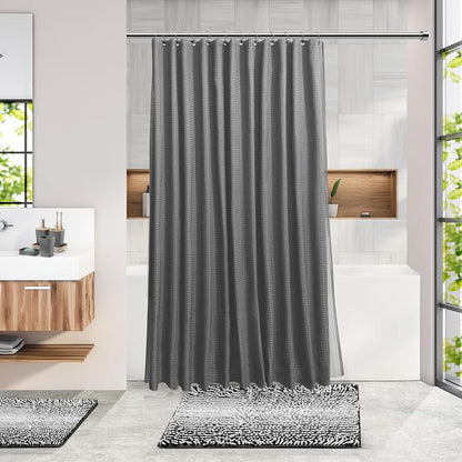 Clara Clark Bathroom Accessories Set - 27PC Bathroom Set with Adhesive Corner Shower Caddy Hanging, Bathroom Sets with Shower Curtain and Rugs, Ombre Grey Shower Curtain Set with Bathroom Trash Can | 27 Piece Ombre Grey Bathroom Sets with Shower Curtai...