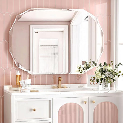 24x36 Inch Bathroom Mirrors for Over Sink, Round Frameless Mirrors for Wall | Beveled Bathroom Mirror, Bathroom Vanity Circle Mirror for Bedroom Living Room Entryway Home Decor