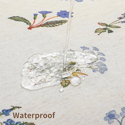 Colorful Star Farmhouse Blue Floral Linen Shower Curtain, 72" W x 78" L | Vintage Boho Shower Curtain for Bathroom, French Country Pattern Waterproof Bathroom Curtains with 12 Clear Hooks