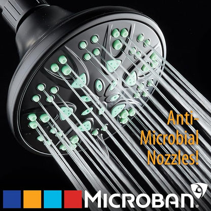 AquaDance Antimicrobial – Anti-Clog High-Pressure 6-Setting Shower Head with Microban Nozzle Protection from Growth of Mold, Mildew & Bacteria for Stronger Shower! 4" Coral Green
