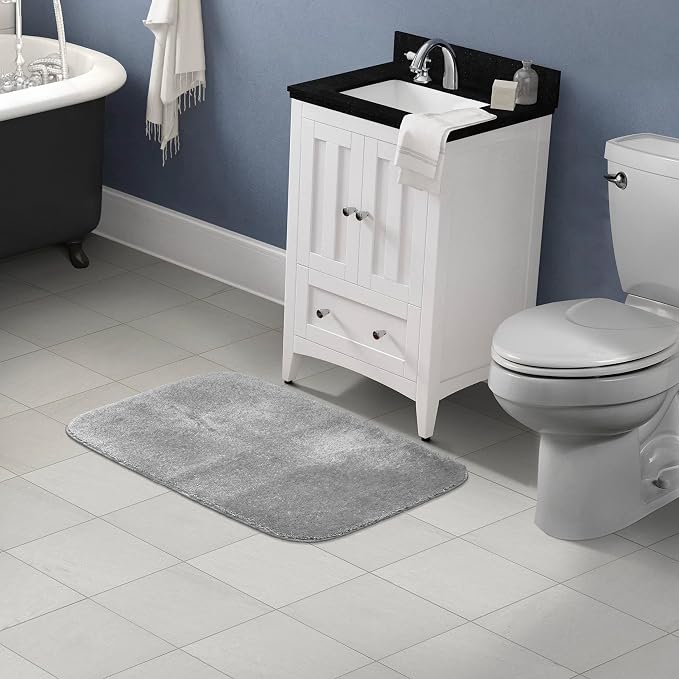 Garland Rug Traditional Nylon Washable Platinum Gray 24" X 40" Bath Rug - Soft, Absorbent, And Stylish for Your Bathroom