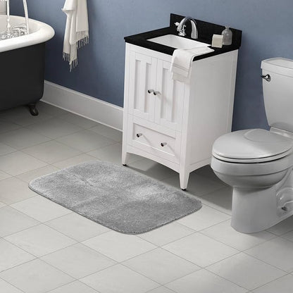 Garland Rug Traditional Nylon Washable Platinum Gray 24" X 40" Bath Rug - Soft, Absorbent, And Stylish for Your Bathroom
