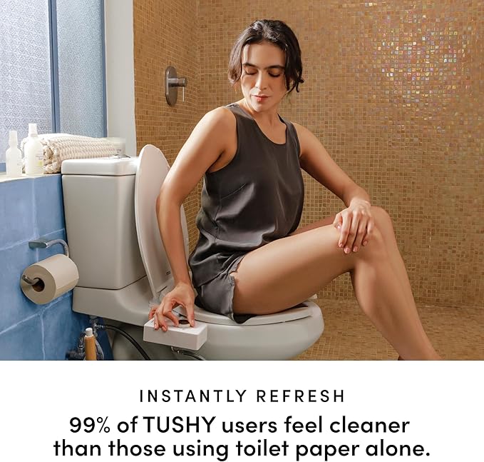 TUSHY Classic 3.0 Bidet | Slim Universal Toilet Seat Attachment. Simple Install <10 Minutes. Non-Electric Self Cleaning Water Sprayer with Adjustable Pressure Nozzle and Angle Control (Biscuit/Bamboo)
