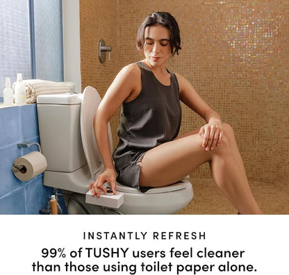 TUSHY Classic 3.0 Bidet Toilet Seat Attachment - a Non-Electric Self Cleaning Water Sprayer with Adjustable Water Pressure Nozzle, Angle Control & Easy Home Installation (White/Gunmetal)
