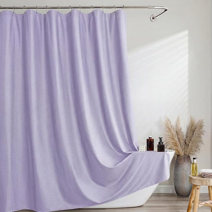 Extra Long Shower Curtain 96 Inch Long 1 Piece, Waffle Embossed Textured Fabric Shower Curtain for Bathroom Large Hotel, Water Resistant, Machine Washable, Lavender, 72Wx96L Inches
