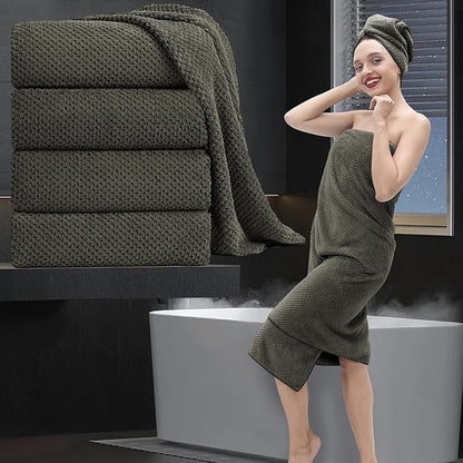 Extra Large Bath Towel Set of 4 (35"x70"),Oversized Bath Sheet Super Soft Highly Absorbent Jumbo Bathroom Towel Set Microfibers Quick Dry Shower Towel for Hotel,Bathroom,Guest,Spa,Gym (Brown)