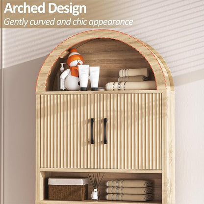 Spurgehom Arch Over The Toilet Storage Cabinet,Bathroom Organizer, Wood | Freestanding Bathroom Shelf Equipped with Anti-Tipping Device, Space-Saving Toiletries Storage Cabinet