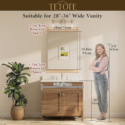 TETOTE Brushed Nickel Mirror 28 x 36 Inch for Bathroom Over Sink Metal Framed Mirror Modern Farmhouse for Living Room Entryway(Horizontal/Vertical)