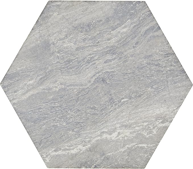 Daltile Perpetuo 8" Hexagon Marble Look Porcelain Floor Tile in Matte Eternal Grey for Kitchen, Bathroom, Living Room Floors | (25 PC Per Carton) (9.37 SQFT Per Carton)