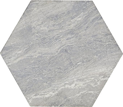 Daltile Perpetuo 8" Hexagon Marble Look Porcelain Floor Tile in Matte Eternal Grey for Kitchen, Bathroom, Living Room Floors | (25 PC Per Carton) (9.37 SQFT Per Carton)
