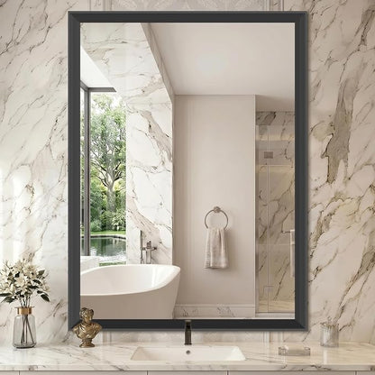 DESBING 36"x48" Black Bathroom Mirrors for Over Sink | 3MM Tempered Glass, Metal Frame, Rectangle Vanity Wall Mirror for Bathroom, Living Room, Bedroom, Horizontally or Vertically