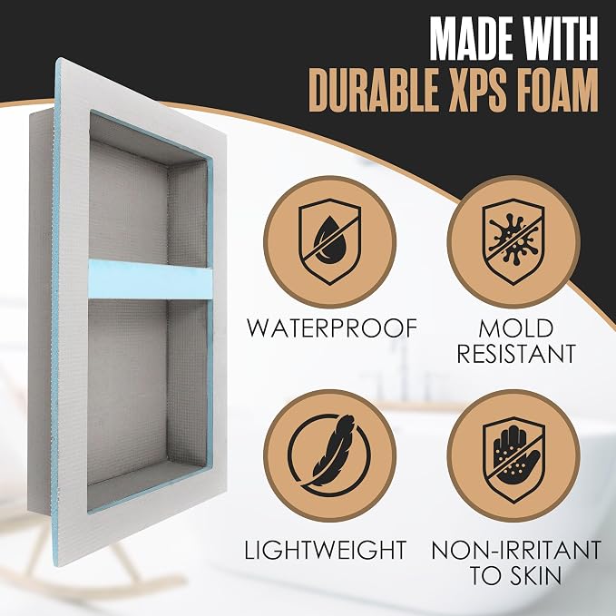 Shower Niche, Shower Niche Insert Tile Ready, 12x20 (13x21), Prefab Box | Houseables Recessed Bathroom Storage, Shelf Insert, Built In Wall Cubby, Recessed Shampoo Caddy, Inset Shelves, Tile Ready