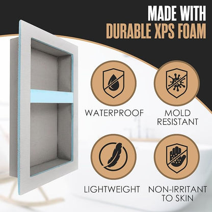 Shower Niche, Shower Niche Insert Tile Ready, 12x20 (13x21), Prefab Box | Houseables Recessed Bathroom Storage, Shelf Insert, Built In Wall Cubby, Recessed Shampoo Caddy, Inset Shelves, Tile Ready
