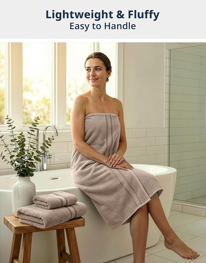 LANE LINEN Towel Set Soft Absorbent Quick Dry 100% Cotton - Platinum | Cotton Bath Towels - Lightweight & Breathable, Fade-Resistant Color, Classic Terry Weave, Densely Woven, Coordinated Colors