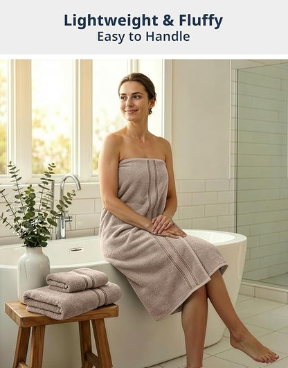 LANE LINEN Towel Set Soft Absorbent Quick Dry 100% Cotton - Platinum | Cotton Bath Towels - Lightweight & Breathable, Fade-Resistant Color, Classic Terry Weave, Densely Woven, Coordinated Colors